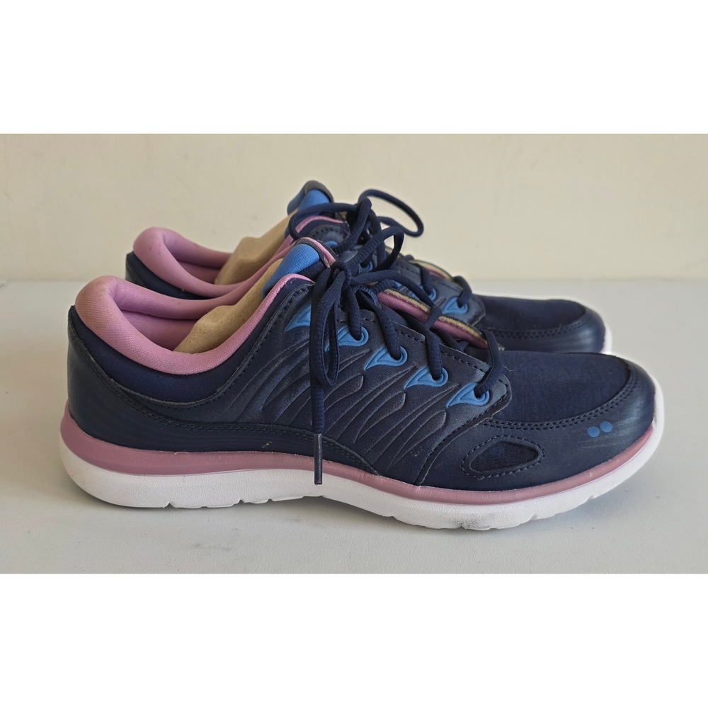 Ryka Element Walking Shoes Women 9M Navy Pink Blue Active Lace Up Sneakers